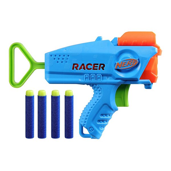 Nerf Elite Junior Racer Easy Play Dart Blaster with 4 Elite Darts, Kids Toys for Outdoor Summer Games Ages 6 and Up