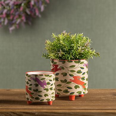 Melrose 2-Pack Footed Rabbit Pattern Planters