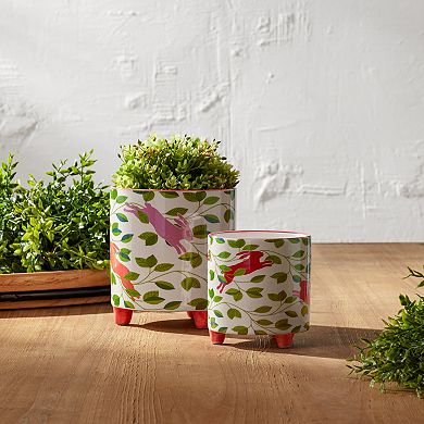 Melrose 2-Pack Footed Rabbit Pattern Planters