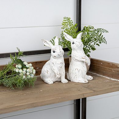 Melrose 2-Piece Carved Bunny Figurine Table Decor