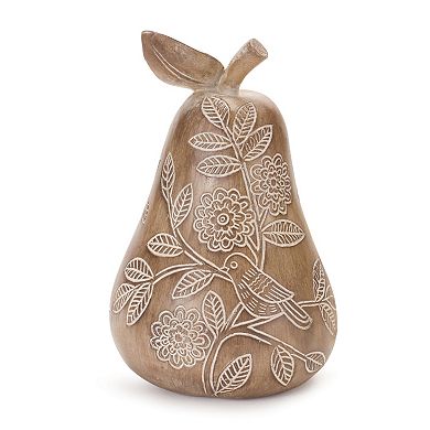 Melrose 2-Piece Floral Etched Pear and Apple Table Decor