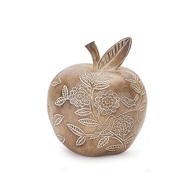 Melrose 2-Piece Floral Etched Pear and Apple Table Decor