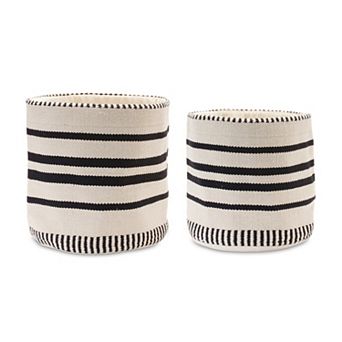 Melrose 2 pc Striped Cotton Basket Table Decor