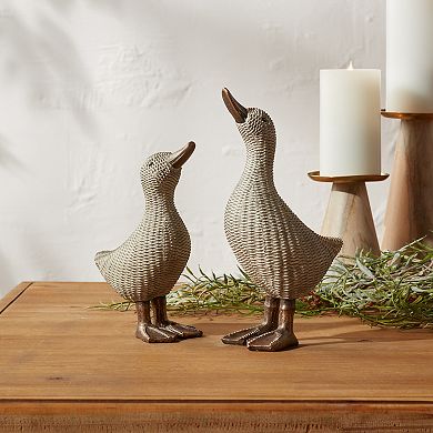 Melrose Wicker Duck Figurine Table Decor 4-piece Set