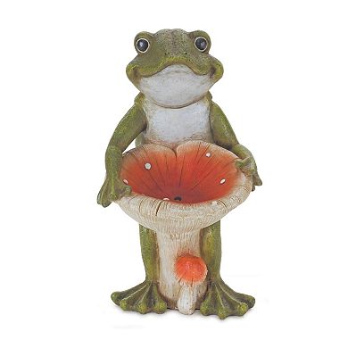 Melrose 2-Piece Garden Frog with Mushroom Table Decor
