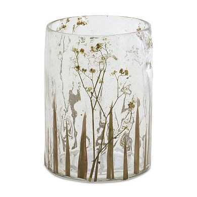 Melrose 3-Piece Dried Floral Glass Candle Holder Table Decor