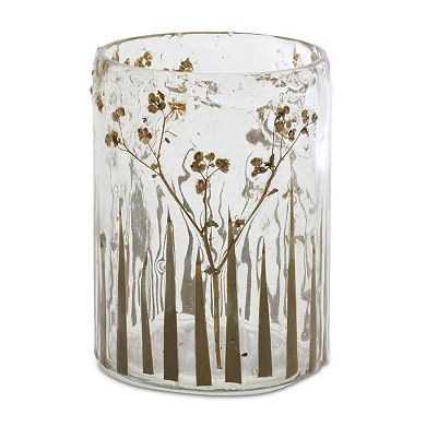 Melrose 3-Piece Dried Floral Glass Candle Holder Table Decor