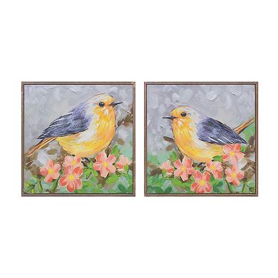 Melrose 4-Piece Framed Bird Canvas Block Wall Art