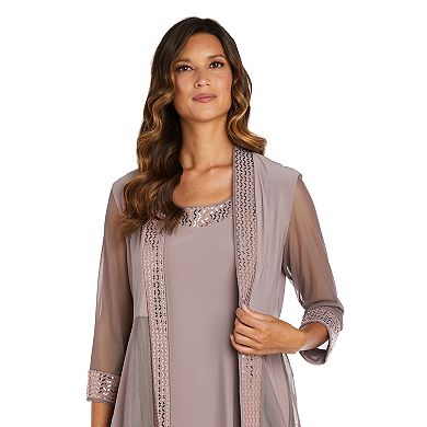 Women's R&M Richards Ruffled Chevron Jacket And Dress Set
