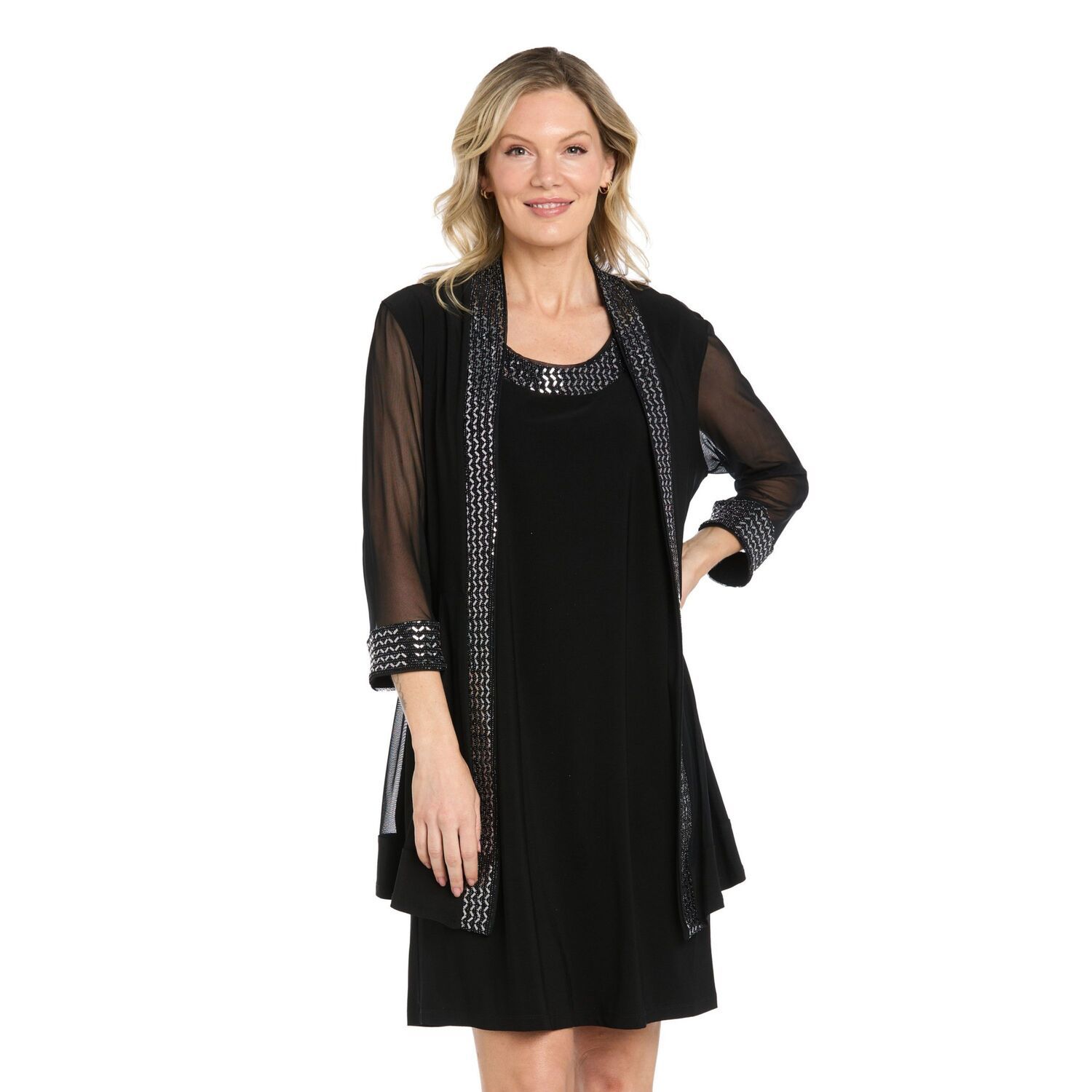Женские платья R&M Richards Ruffled Chevron Jacket And Dress Set