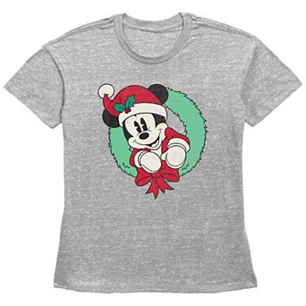 Disney's Mickey Mouse Juniors' Christmas Wreath Graphic Tee