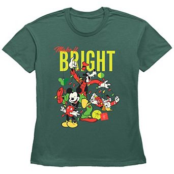 Disney's Mickey Mouse & Friends Juniors' Tangled In Christmas Lights Graphic Tee