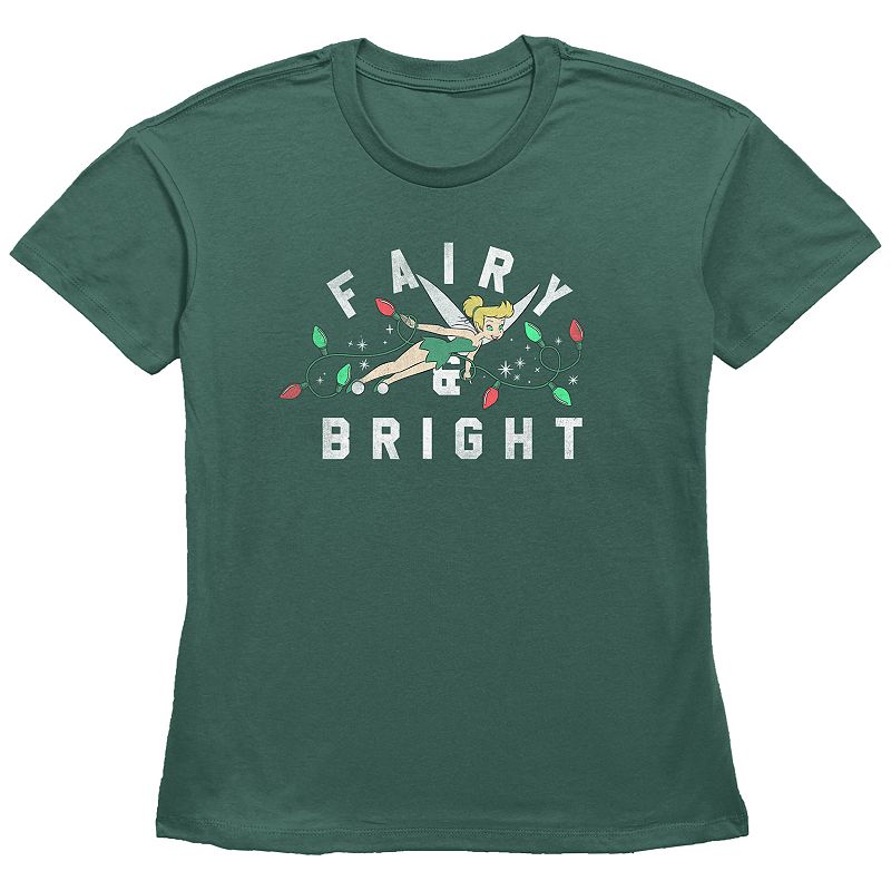 Disney's Tinker Bell Juniors' Fairy & Bright Graphic Tee, Girl's, Size: XS, Green