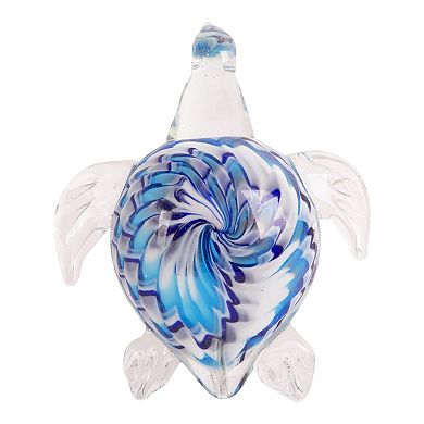Everyday Decor Blue Glass Turtle Table Decor