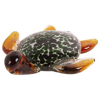 Everyday Decor Teal Glass Turtle Table Decor