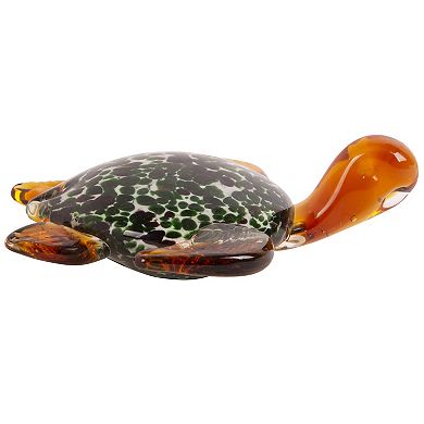 Home Essentials Teal Glass Turtle Table Décor