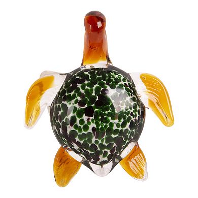 Everyday Decor Teal Glass Turtle Table Decor