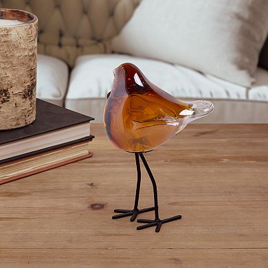 Everyday Decor Brown Glass Bird Table Decor