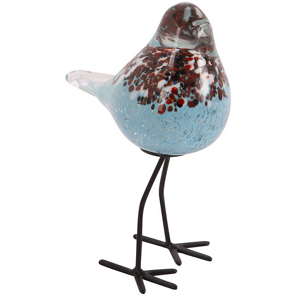Everyday Decor Blue Glass Bird Table Decor - Multi