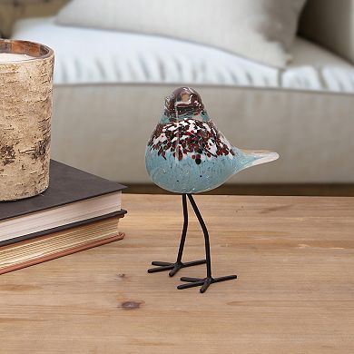 Everyday Decor Blue Glass Bird Table Decor