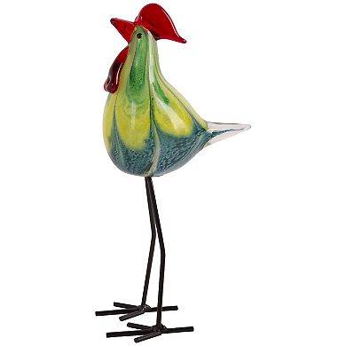 Home Essentials Yellow Glass Rooster Table Décor
