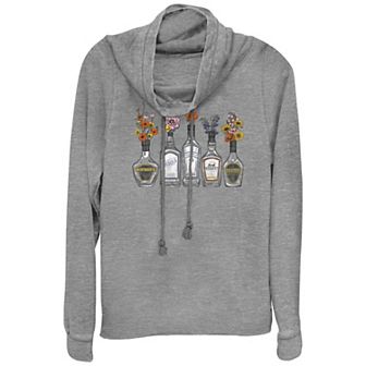Women's Cool Flower Vases Cowlneck Graphic Lightweight Long Sleeve