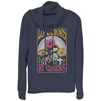 Women's Love Grows Kindness Poster Cowlneck Graphic Lightweight Long Sleeve