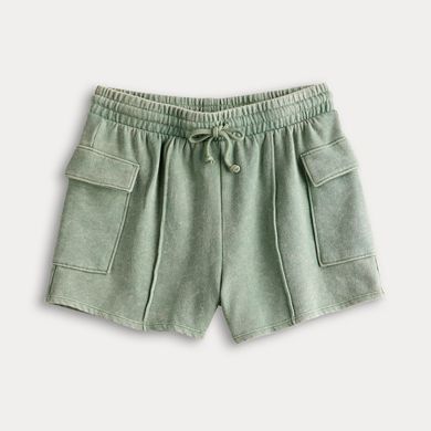 Juniors' SO® Cargo Tie Front Fleece Shorts
