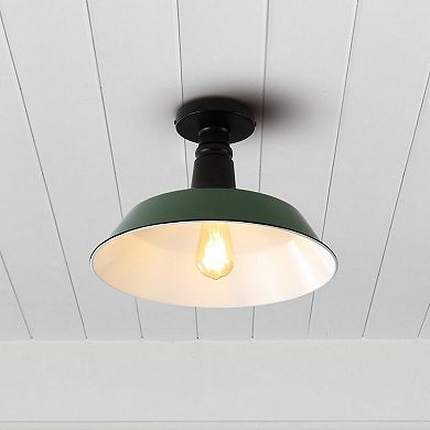 Camila Classic Industrial Indoor/Outdoor Iron LED Semi Flush Mount