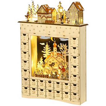 HOMCOM Wooden Christmas Advent Calendar, 24 Day Countdown to Christmas