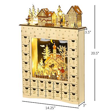 HOMCOM Wooden Christmas Advent Calendar, 24 Day Countdown to Christmas