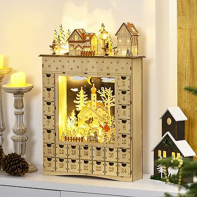 HOMCOM Wooden Christmas Advent Calendar, 24 Day Countdown to Christmas
