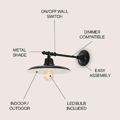 Bonner Farmhouse Industrial Indoor/outdoor Iron Led Victorian Arm Outdoor Sconce