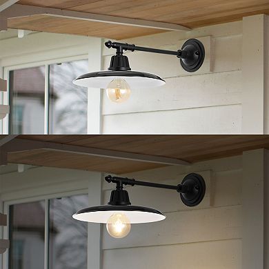 Bonner Farmhouse Industrial Indoor/outdoor Iron Led Victorian Arm Outdoor Sconce