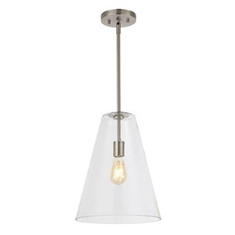 Arlo Mid Century Modern Iron/Seeded Glass LED Pendant