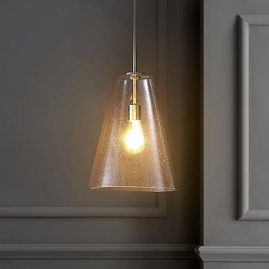Arlo Mid Century Modern Iron/Seeded Glass LED Pendant