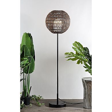 Bea Outdoor Woven Globe LED Floor Lamp