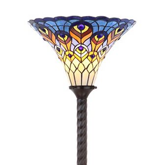 Peacock Tiffany Style Torchiere LED Floor Lamp