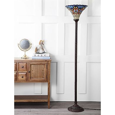 Peacock Tiffany Style Torchiere LED Floor Lamp