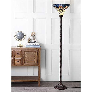Peacock Tiffany Style Torchiere LED Floor Lamp