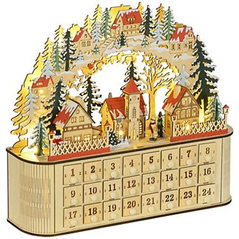 Homcom Lighted Christmas Advent Calendar, 24 Days Countdown To Christmas