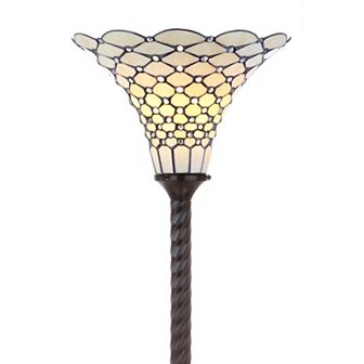 White Tiffany Style Torchiere LED Floor Lamp