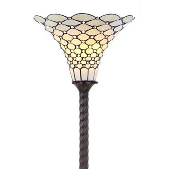 White Tiffany Style Torchiere LED Floor Lamp