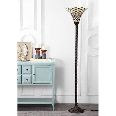 White Tiffany Style Torchiere LED Floor Lamp