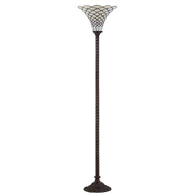 White Tiffany Style Torchiere LED Floor Lamp