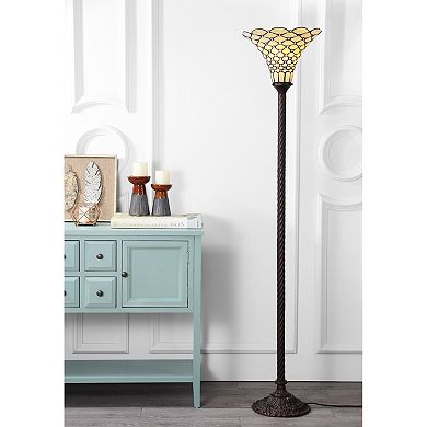 White Tiffany Style Torchiere LED Floor Lamp