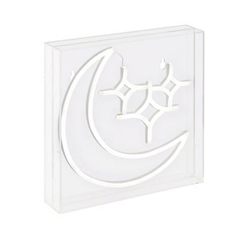 Starry Crescent Square Contemporary Glam Acrylic Box USB Operated LED Neon Light