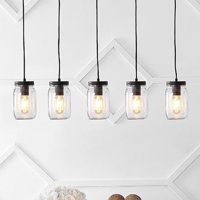 Gaines Farmhouse Industrial Iron Mason Jar LED Pendant
