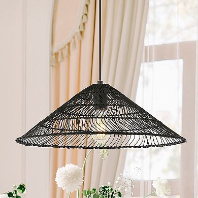 Nova Farmhouse Coastal Rattan Led Pendant