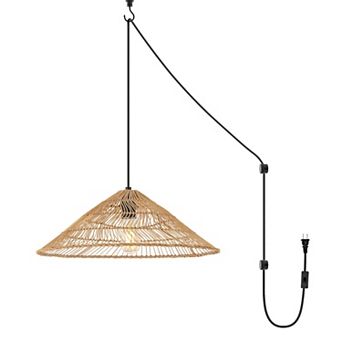 Nova Farmhouse Coastal Rattan Led Pendant